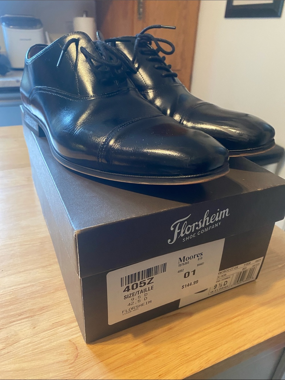Florsheim Black Cap-Toe Derby Dress Shoes size 9.5 worn once!